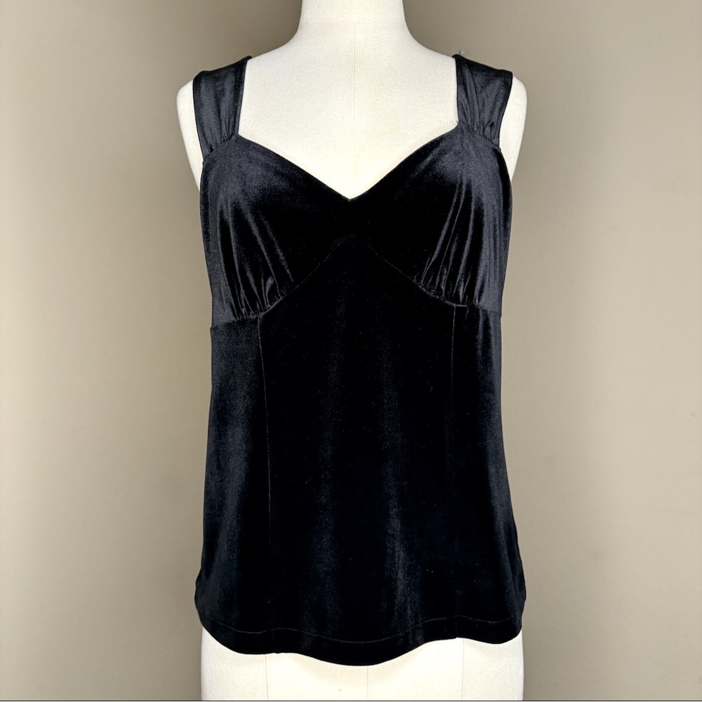 WHBM Black Velvet Stretch Tank Top Size M 8 10 Shell Bustier Short Party Formal